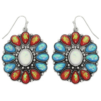 WESTERN PATRIOTIC OPAL CONCHO EARRINGS